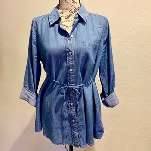 Maternity denim button up shirt
